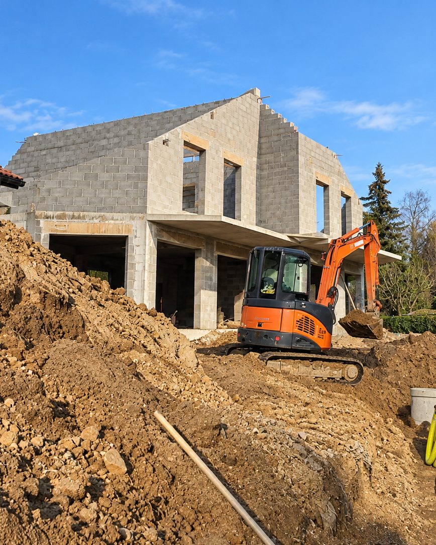 Construction d'une maison par IKRA, entreprise générale : gros œuvre et terrassement